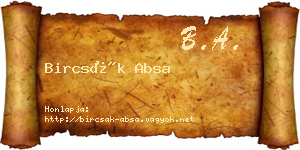 Bircsák Absa névjegykártya